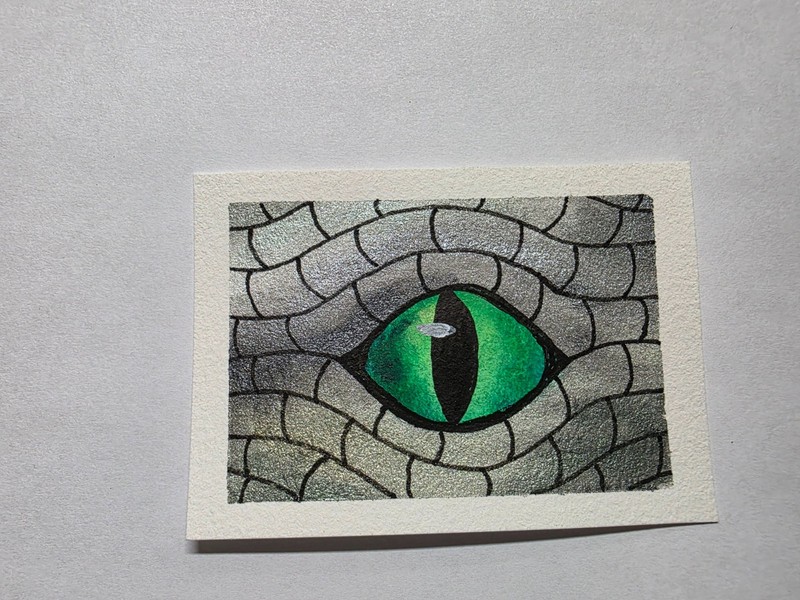 Dragon Eye – ACEO – Art – Metallic Watercolor – Ink – 3 of 12 series