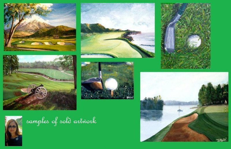 Florida Golf Oil Painting 24 x 24" Square Canvas Golfers gallery