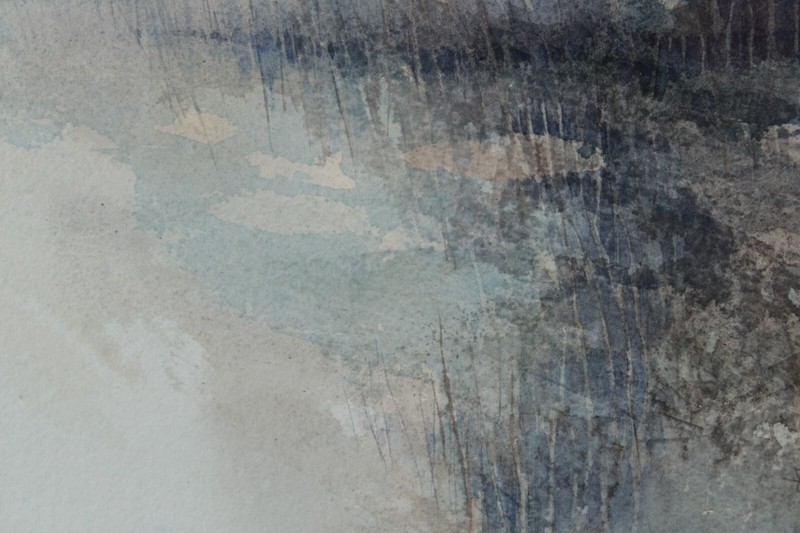 Mid Century Blue Abstract Watercolor Signed Robert Cremins gallery
