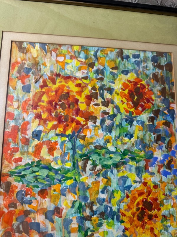 Large Lane Stanley 1963 "Abstract Composition" Mixed Media Painting - Framed gallery