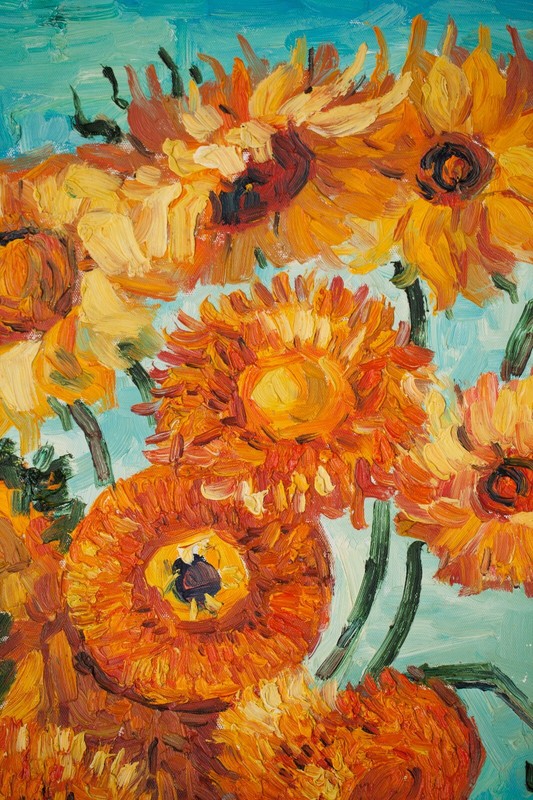"Vase With Sunflowers", Original Impressionism Fine Art Oil on Canvas, 24"x20" gallery