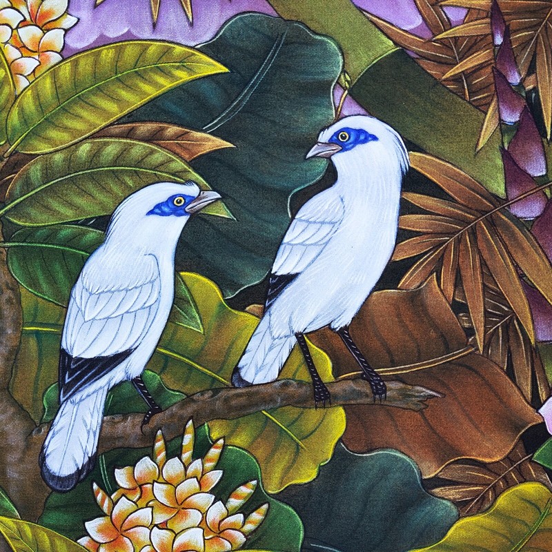 Bali Painting Signed Balinese Landscape Bird Flower Wall Art Ubud Bali Indonesia gallery