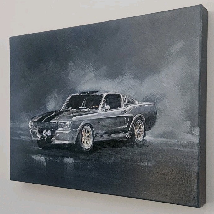 1967 Ford Mustang Fastback GT500 Original Classic Car Art Painting on Canvas gallery
