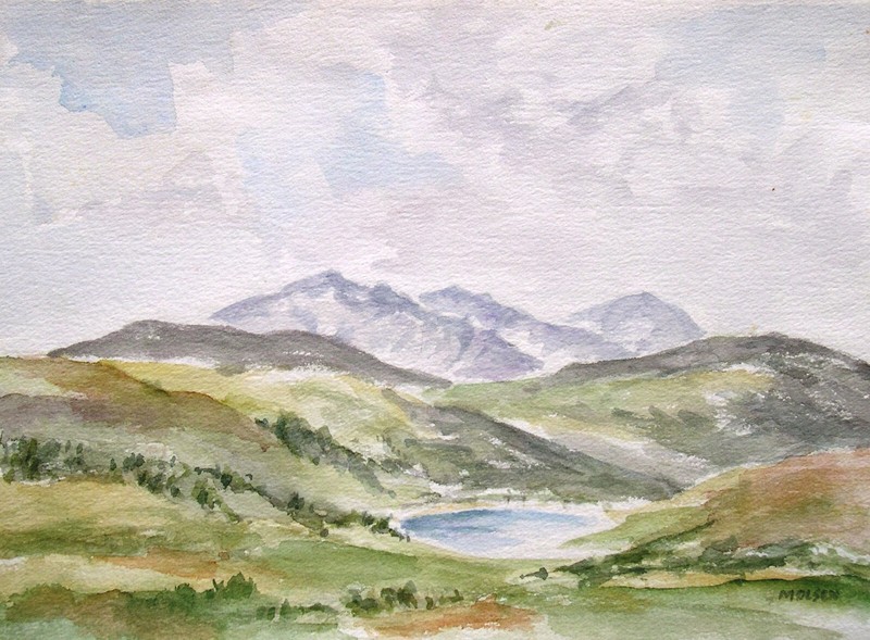 Hedda Grossmann-Molsen 1910-1990 Nidda / Aquarell «Schottland» Highlands ~1975