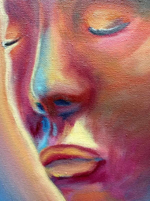 Relax Woman Oil Painting 80x40 cm Zen Rest Portrait Original Painting on Canvas gallery