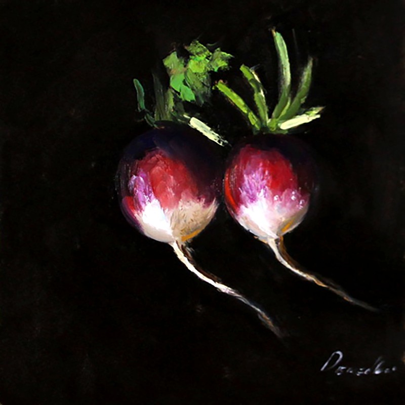 radish Still Life Oil painting UKRAINE 8X8 DEMENKO NATALIA