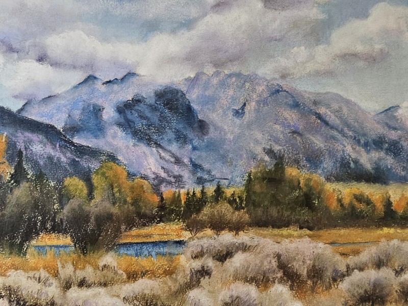 Large Original Signed Delita Alvarez Piercy Charcoal Pastel Painting 32x24 Frame gallery