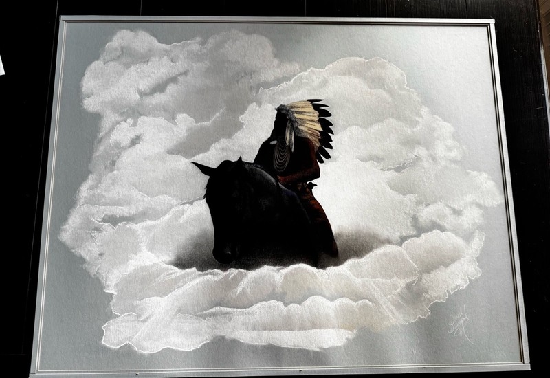 Daryl Desmond 1980 Original Pastel Painting Native American CHIEF HORSE CLOUD gallery