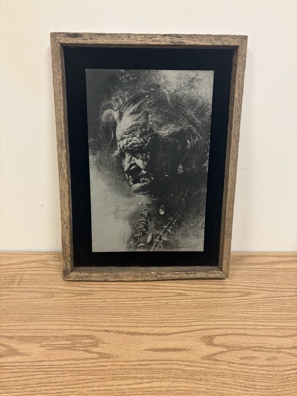 1970s Framed Lithographic Sheet Metal Painting of Geronimo