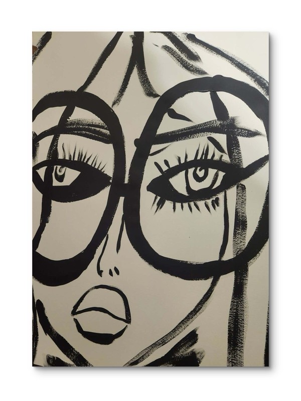 Abstract Woman Modern Unique Bold Art Acrylic Mixed Media Paper 12X16 gallery