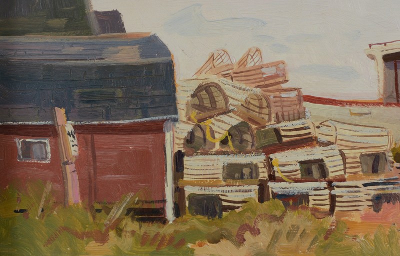 Terri Kelly Moyers Painting East Coast Fishing Boat & Lobster Pots US Listed gallery