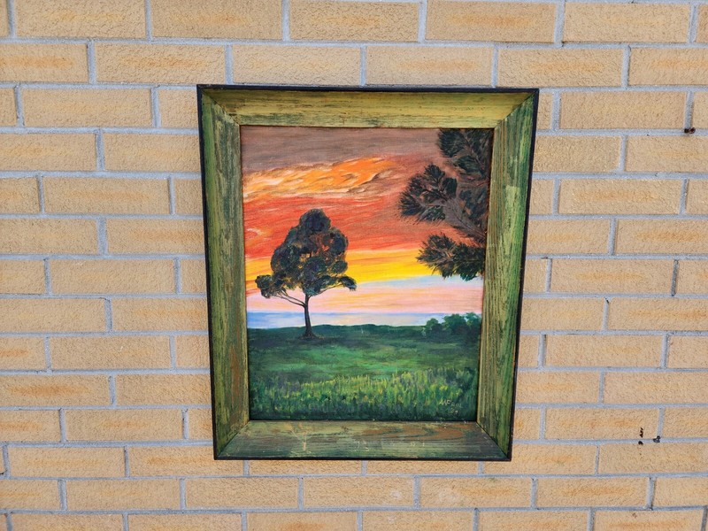 1954 Florida Artist Sunset On The Bay Painting Signed AW Paul Original Frame gallery