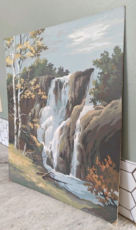 Vintage Waterfall Paint By Number Wall Art Decor Fall Nature Outdoors 16x20" gallery