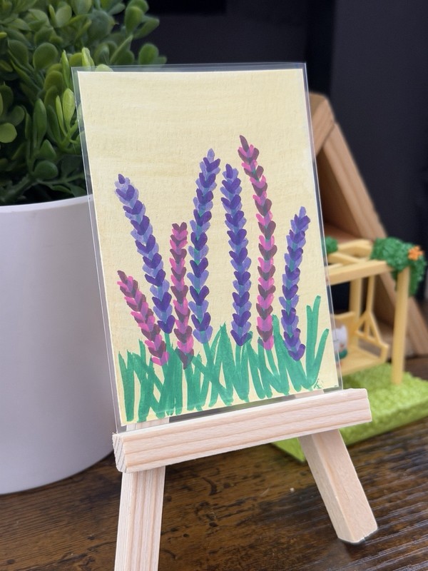 ACEO Original Artwork Lavender Nature Floral Whimsical Pretty Cute Collectible gallery