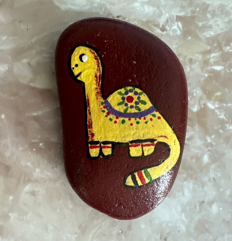 “Dinosaur” Hand Painted Rock with Acrylic/Stone Art/Gifting Ideas gallery