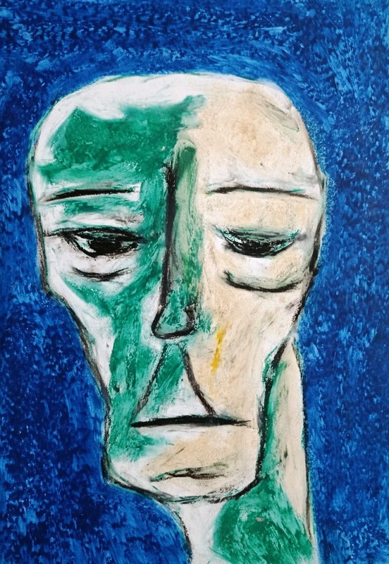 Portrait – Art Contemporary Abstract – Oil Chalk A4 Paper – Contemporary Art
