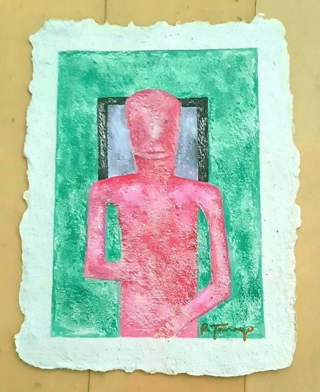 RUFINO TAMAYO -FIGURA ROSA- 11.5” x 9” OIL PAINTING ON NATIVE THIK PAPER