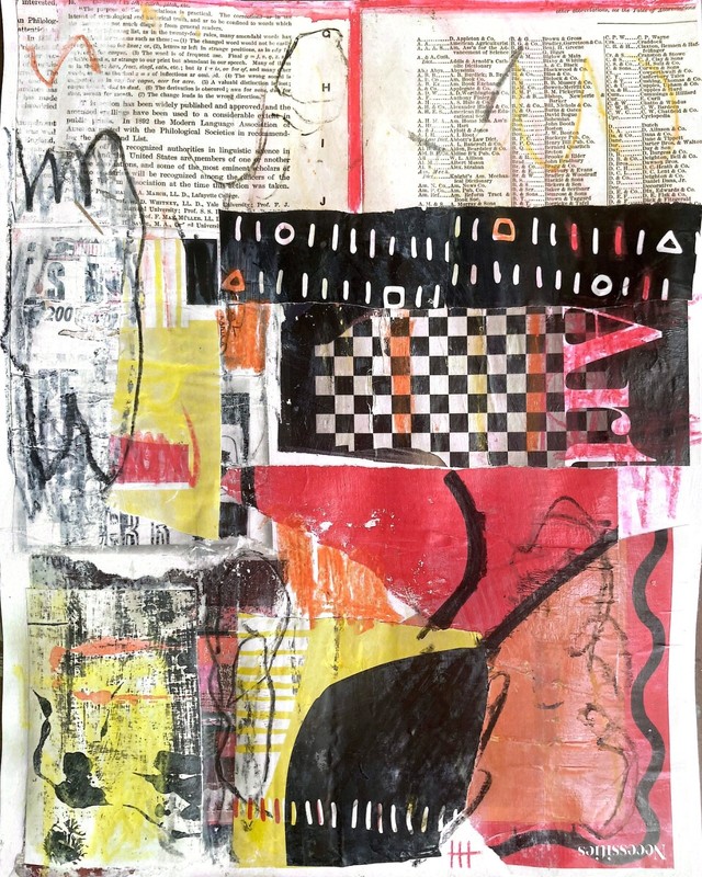 Hand Painted Abstract 11x14 Acrylic Collage Painting on Paper, Holly Hammond gallery