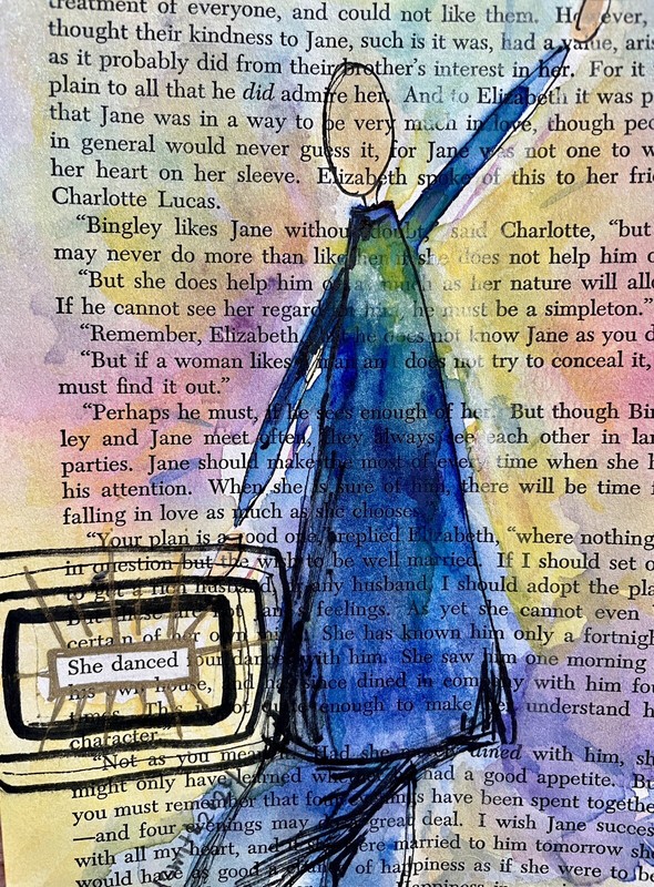 Black Out Poetry- Found Art- Abstract Art 5x7 with Frame, Pink, Purple, Blue gallery