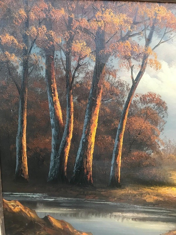 HENNING PERSSON Original 1940s WW2 ERA LANDSCAPE SIGNED OIL PAINTING ON CANVAS gallery