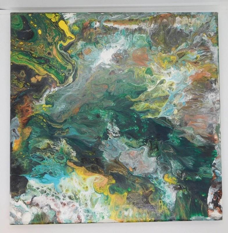 Abstract Painting 12×12 Oil On Canvas Original Art By Fraye 2018 Color Study
