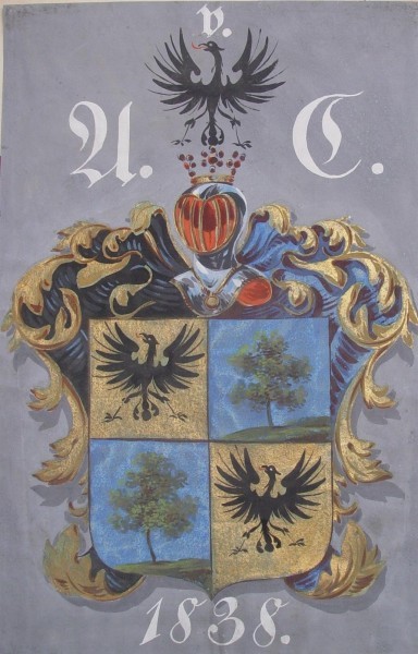 Coat of arms nobility Austria Herladik Eagle Tyrol helmet knight birch Salzburg 1838