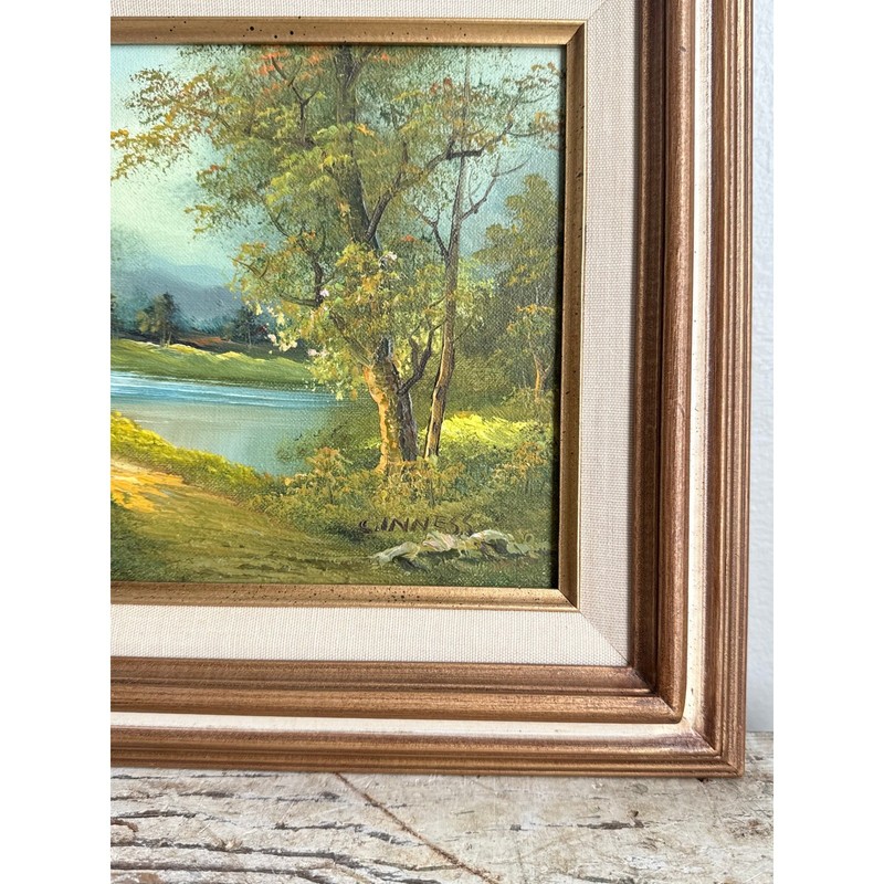 Clara Inness Original Oil Painting Framed River Landscape Canvas Vintage gallery