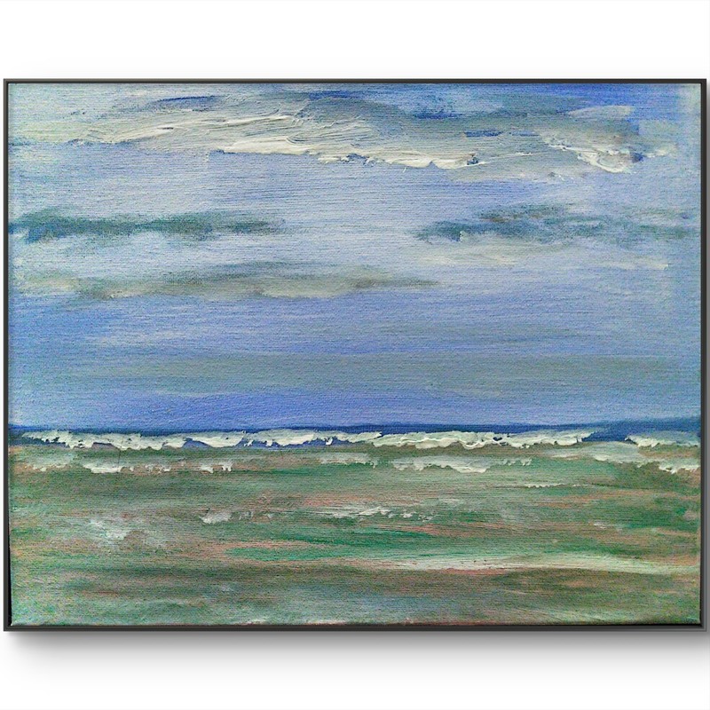 Ocean Beach Modern Peaceful Original Signed Acrylic Painting 11×14 Wall Art