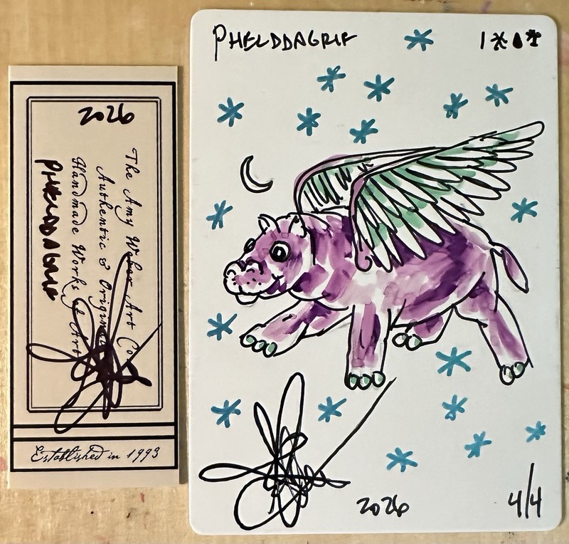 MTG ARTIST Phelddagrif Sketch Drawing Blank Card Amy Weber
