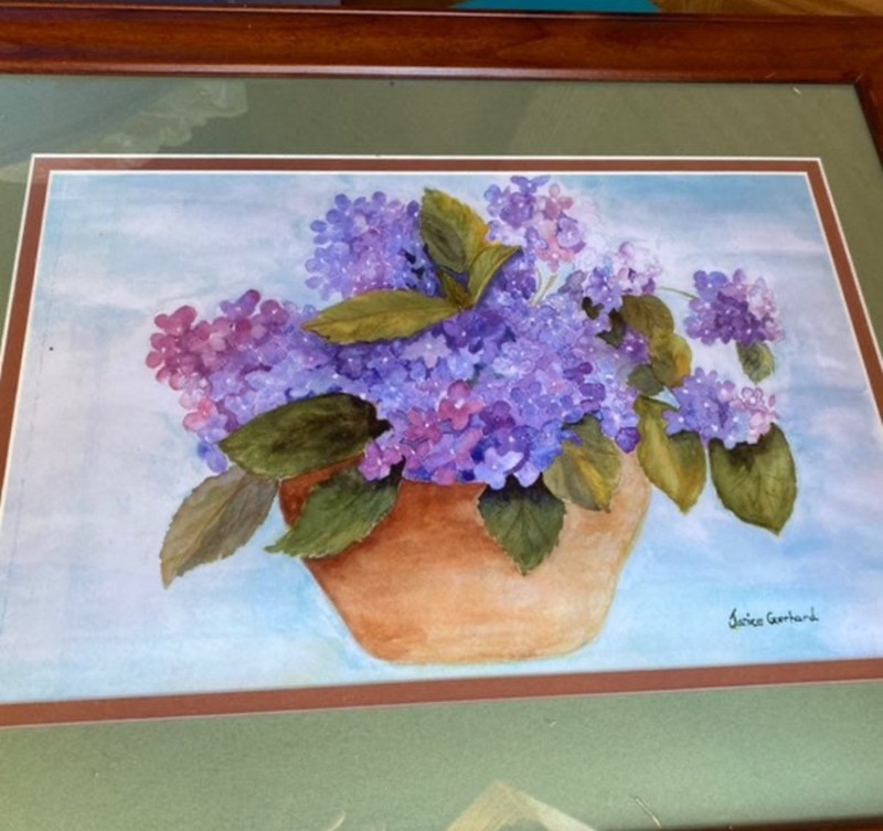 Vintage Framed Still Life Watercolor Painting By Janice Gerhard