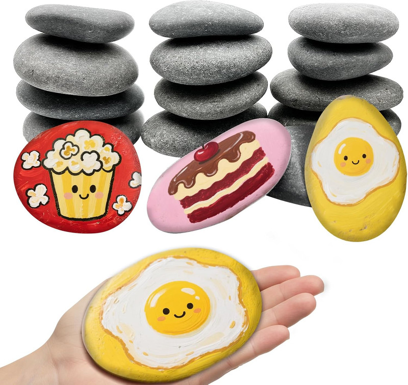 16PCS Painting Rocks Natural River Stones 3-4 Inch Smooth DIY Craft Set