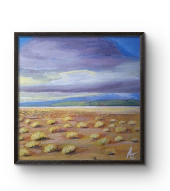 Nevada Black Rock Desert 8×8 Acrylic Painting On Wood Canvas