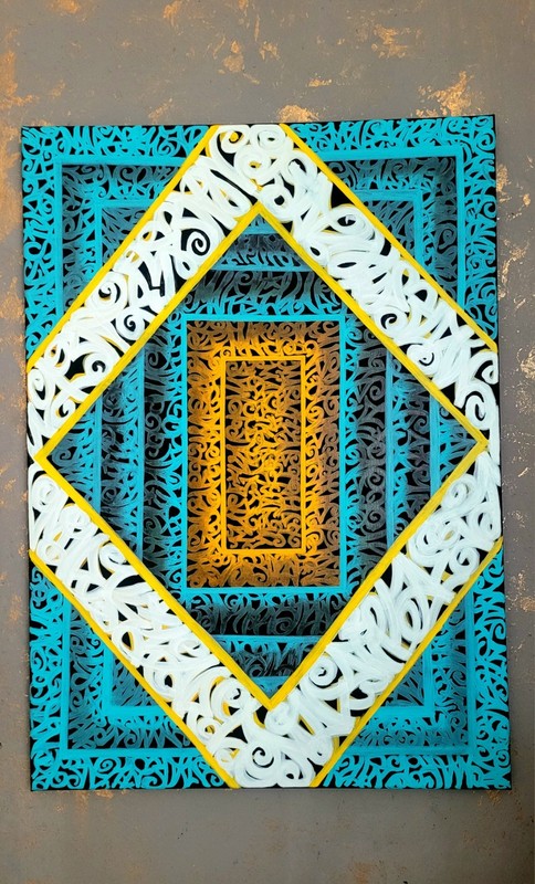 Picture 70×50 Calligraphy Caligrafia Portal Abstract 3d Art Hand Painted Original