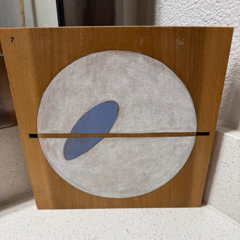 Original Set of 9 Hand-Painted Geometric Abstract Wood Wall Art Panels 7" x 7" gallery