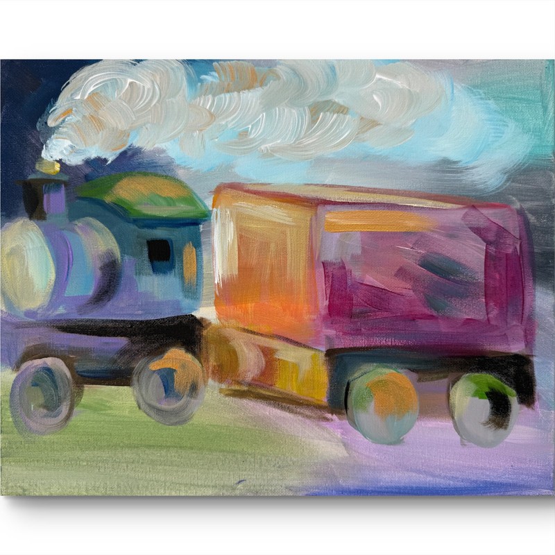 TOY TRAIN ABSTRACT 14x11 MODERN ART INTERIOR DESIGN gallery