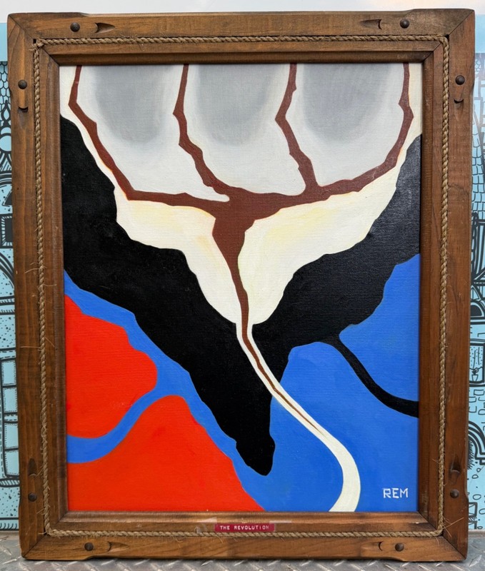 Vintage Abstract Abstract Acrylic Painting Modern Signed REM Menges