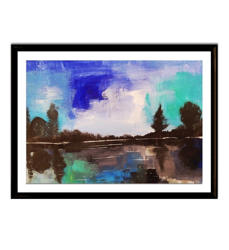 Elvi Original Landscape 11×9 painting On Heavy Paper Acrylic Painting Lake