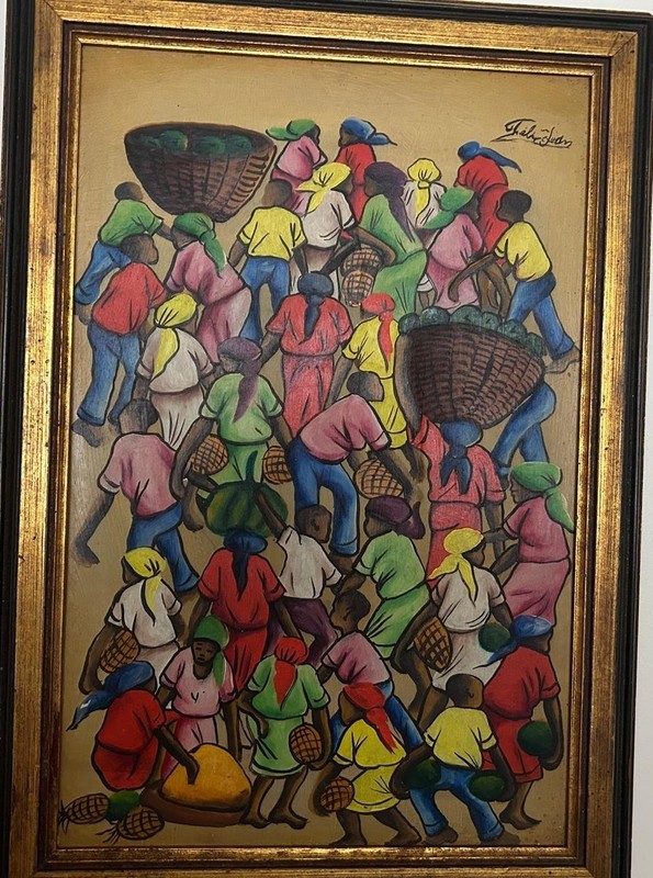 Haitian Painting by Felix Jean 12×18 Framed , signed