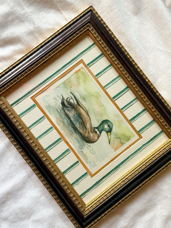 Original Framed Mallard Duck Watercolor Painting - 8"x 10" Cottage Core gallery