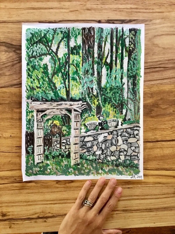 Authentic painting print by local artist Garden Arbor 11” x 14” new gallery