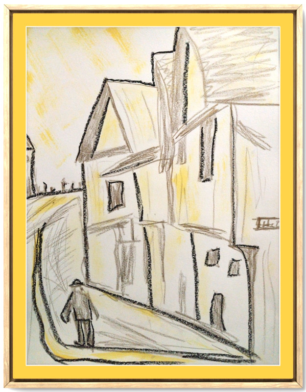City Landscape Modern Contemporary Original 9×12 Signed Paper Acrylic