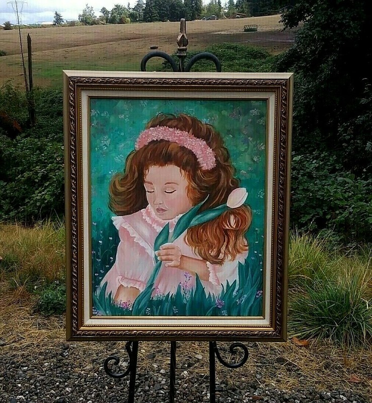 Pretty Red Headed Young Girl, Original Oil Painting. Signed, Framed & Excellent