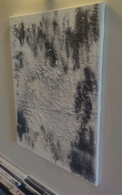 Abstract painting Ultra Modern Fine art Black White Textured Dust In The Snow gallery