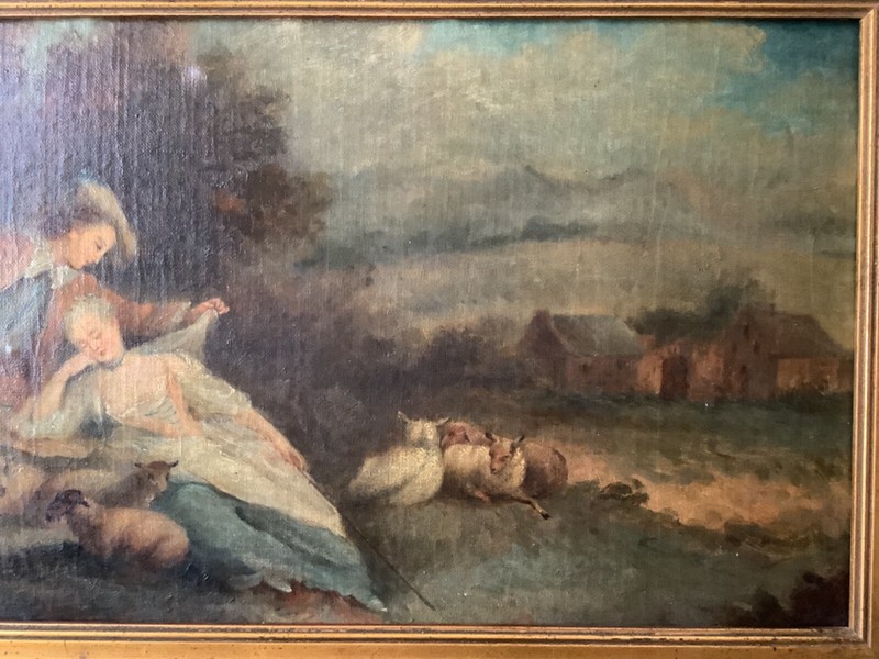 18th CENTURY JEAN-BAPTISTE PATER Shepherdess with Sheep in a Countryside Oil gallery