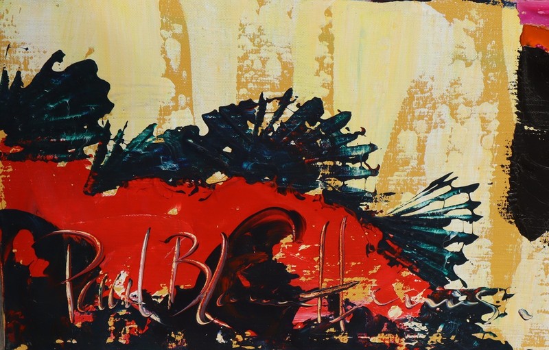 PAUL BLAINE HENRIE Original oil and palette knife painting MEXICAN MARKETPLACE gallery