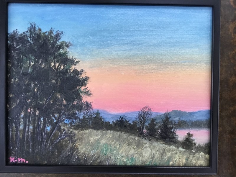 EVENING CALM - original framed 8X10 inch oil landscape painting by K. McDermott gallery
