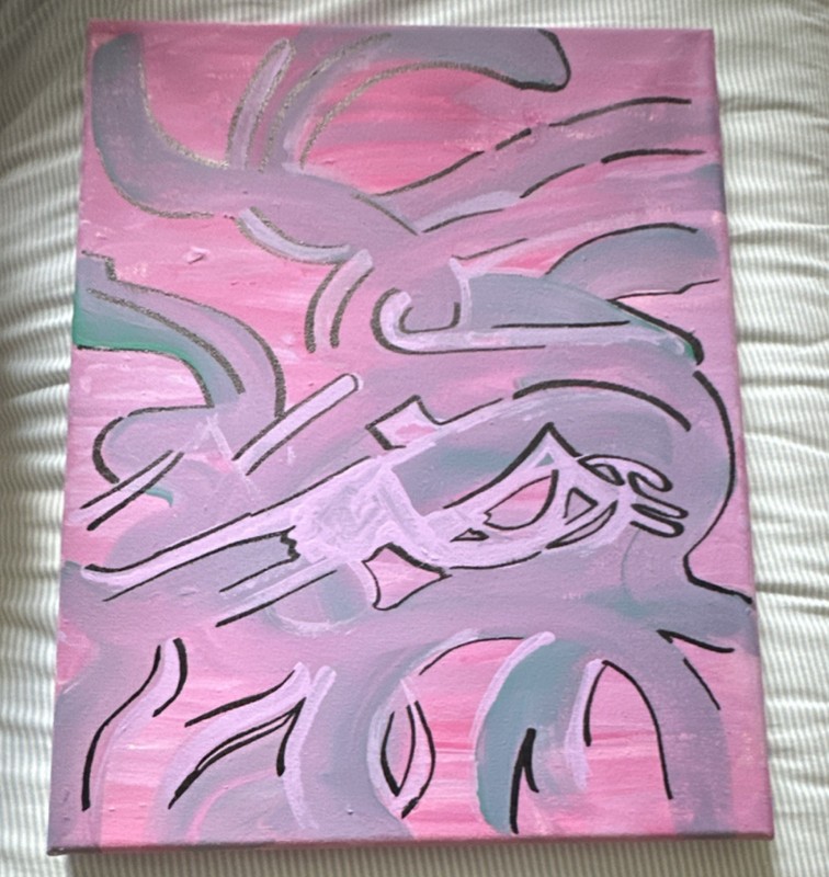 Abstract Purple Pink Acrylic Canvas Painting Small Handmade Contemporary Art gallery