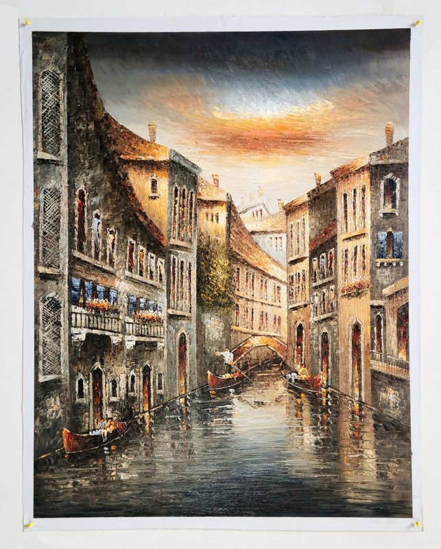 Venice -Antique style, 48x36, 100% Hand painted Oil Painting on Canvas gallery