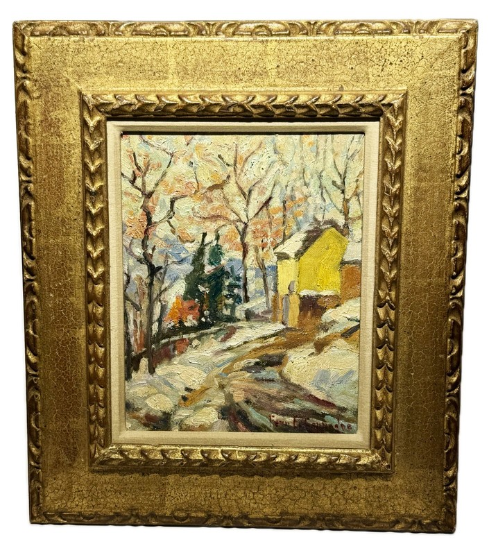 Fern I. Coppedge; Important American Oil «Cottage In Winter» Signed