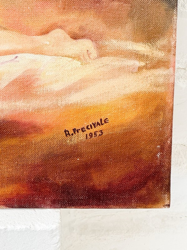 Original Nude Women Oil Panting Signed 1953 Roland Precivale Nude Lady Art Work gallery